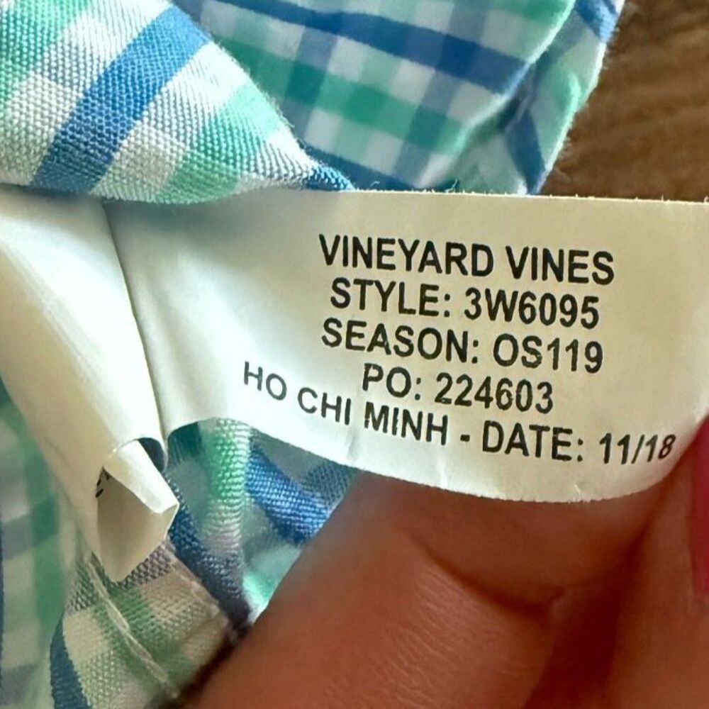 Vineyard Vines Green & Blue Plaid Collared Button Up Shirt Boys' 3T - Picture 10 of 11